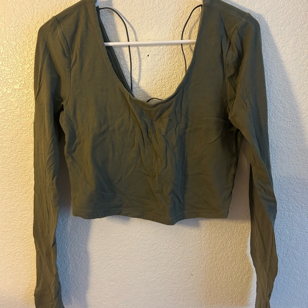 Olive Green Long Sleeve Women's Top